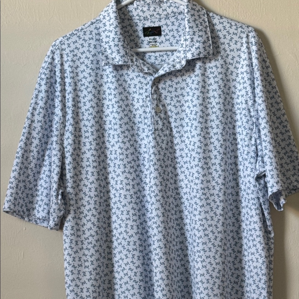 Greg Norman White and Blue Polo Shirt